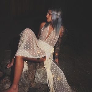 Sheer nude star maxi dress